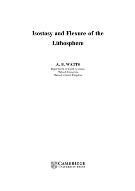 Isostasy and Flexure of the Lithosphere