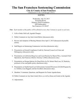 Sentencing Commission Agenda & Materials