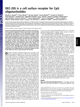 DEC-205 Is a Cell Surface Receptor for Cpg Oligonucleotides