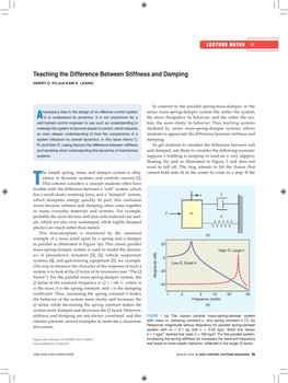 Teaching the Difference Between Stiffness and Damping
