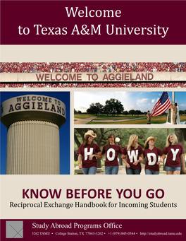 Texas A&M University KNOW BEFORE YOU GO