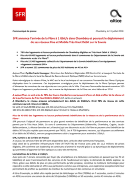 SFR Annonce L'arrivée De La Fibre À 1 Gbit/S Dans Chambéry Et Poursuit Le