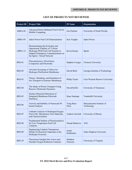 DOE Hydrogen Program 2010 Annual Merit Review and Peer Evaluation