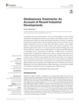 Glioblastoma Treatments: an Account of Recent Industrial Developments