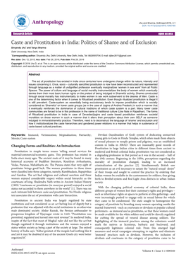 Caste and Prostitution in India