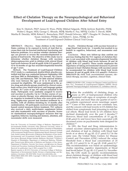 Effect of Chelation Therapy on the Neuropsychological and Behavioral Development of Lead-Exposed Children After School Entry