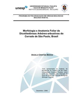 Morfologia E Anatomia Foliar De Dicotiledôneas Arbóreo-Arbustivas Do