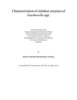 Characterization of Sialidase Enzymes of Gardnerella Spp