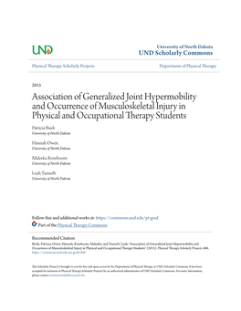 Association of Generalized Joint Hypermobility and Occurrence of Musculoskeletal Injury in Physical and Occupational Therapy