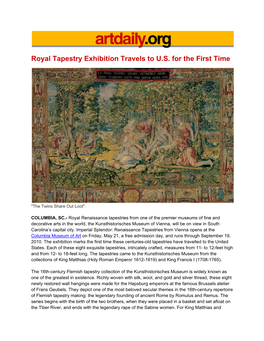 Royal Tapestry Exhibition Travels to U.S. for the First Time