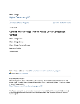 Concert: Ithaca College Thirtieth Annual Choral Composition Contest