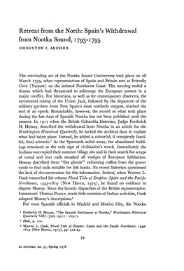 Spain's Withdrawal from Nootka Sound, 1793- *795 GHRISTON I