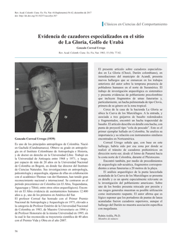 Evidencia De Cazadores Especializados En El Sitio De La Gloria, Golfo De Urabá Gonzalo Correal Urrego Rev