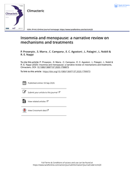 Insomnia and Menopause: a Narrative Review on Mechanisms and Treatments