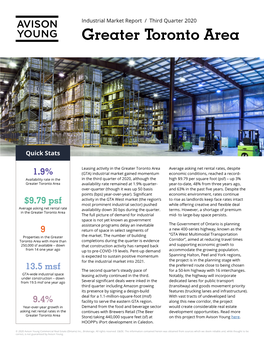 Greater Toronto Area Industrial Market Report (Q3 2020)