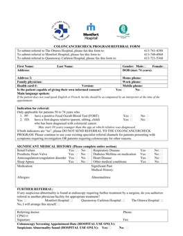 Coloncancercheck Program Referral Form