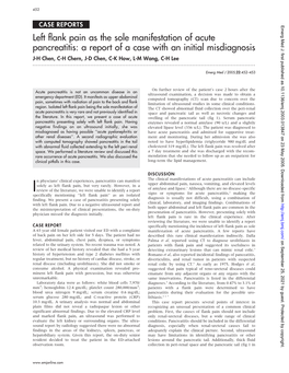 Left Flank Pain As the Sole Manifestation of Acute Pancreatitis