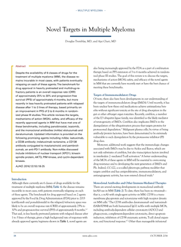 Novel Targets in Multiple Myeloma