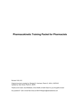 Pharmacokinetic Training Packet for Pharmacists