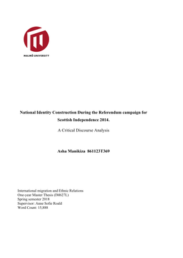 National Identity Construction During the Referendum Campaign for Scottish Independence 2014