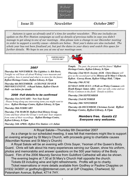 Issue 35 Newsletter October 2007