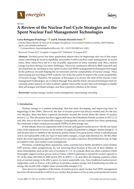 A Review of the Nuclear Fuel Cycle Strategies and the Spent Nuclear Fuel Management Technologies