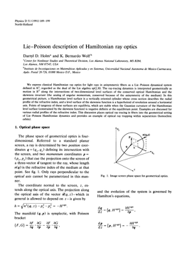 D.D. Holm Y K.B. Wolf, Lie-Poisson Description of Hamiltonian Ray Optics, Physica D 51