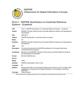 D2.8.I.1 INSPIRE Specification on Coordinate Reference Systems - Guidelines