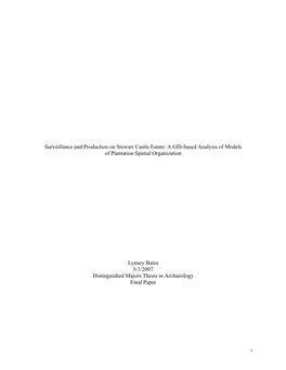 Surveillance and Production on Stewart Castle Estate: a GIS-Based Analysis of Models of Plantation Spatial Organization