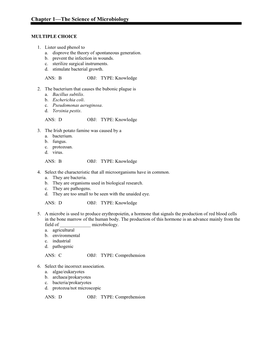 Chapter 1—The Science of Microbiology