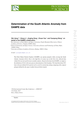 Determination of the South Atlantic Anomaly from DAMPE Data