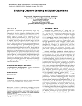 Evolving Quorum Sensing in Digital Organisms