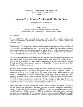 How and Why Illinois Abolished the Death Penalty