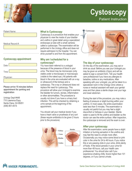 Cystoscopy Patient Instruction