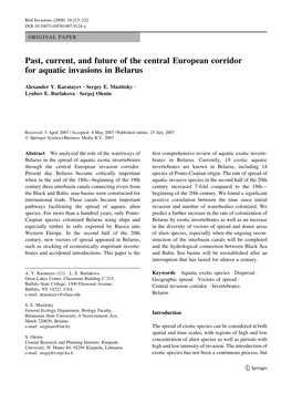 Past, Current, and Future of the Central European Corridor for Aquatic Invasions in Belarus