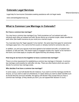 What Is Common Law Marriage in Colorado?