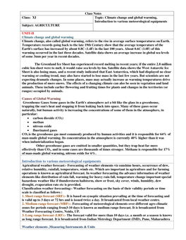 Climate Change and Global Warming, Introduction to Various Meteorological Equipments Subject: AGRICULTURE