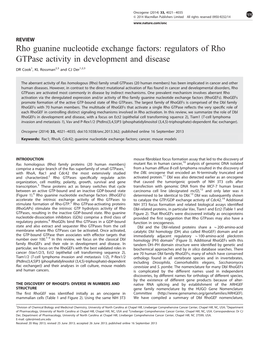 Rho Guanine Nucleotide Exchange Factors: Regulators of Rho Gtpase Activity in Development and Disease
