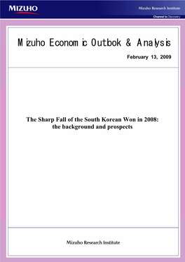 The Sharp Fall of the South Korean Won in 2008: the Background and Prospects