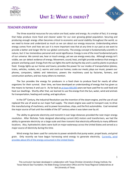 Unit 1: What Is Energy?