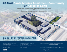 Santa Monica Apartment Community ±1.47 Acres of Land Value-Add Opportunity: Over 100% Upside in Rent OR Potential Redevelopment Opportunity