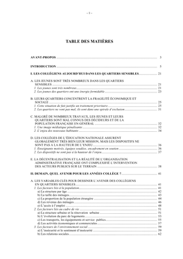 Table Des Matières