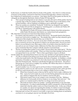 1 Psalms 105-106 – John Karmelich 1. in This Lesson, We Finish the Fourth of the Five Books of the Psalms. Now That I've Writ