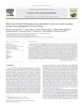 Multi-Trace Element Levels and Arsenic Speciation in Urine of E-Waste Recycling Workers from Agbogbloshie, Accra in Ghana