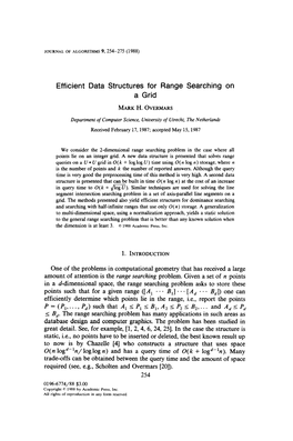 Efficient Data Structures for Range Searching on a Grid MARK H