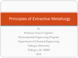 Principles of Extractive Metallurgy