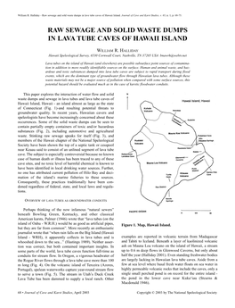 Raw Sewage and Solid Waste Dumps in Lava Tube Caves of Hawaii Island