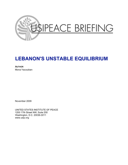Lebanon's Unstable Equilibrium