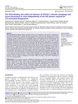 The ATG5-Binding and Coiled Coil Domains of ATG16L1 Maintain