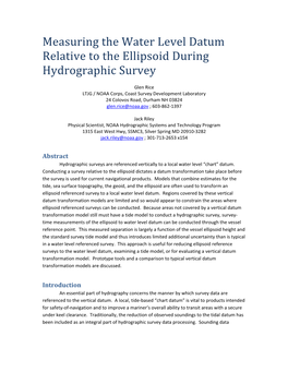 Measuring the Water Level Datum Relative to the Ellipsoid During Hydrographic Survey